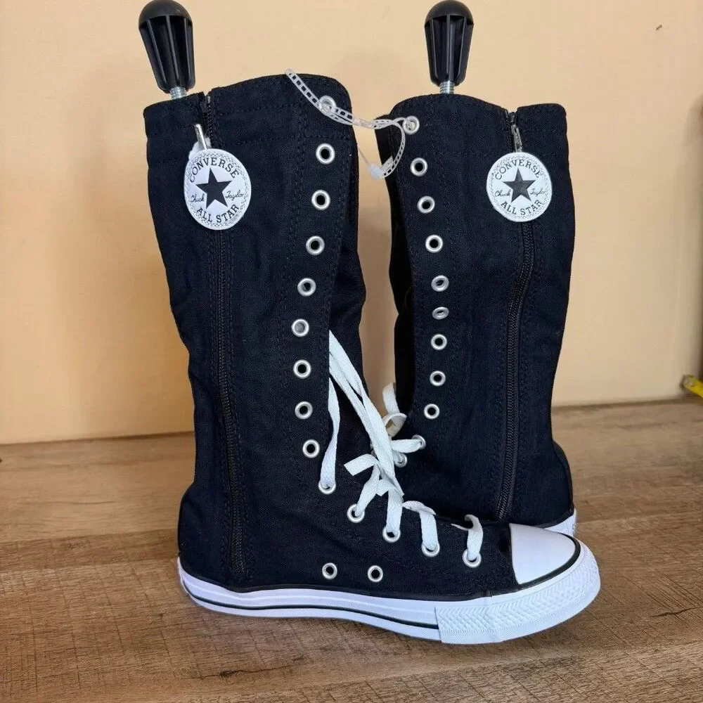 Converse Kids Size 2 Shoes NEW Knee High Chuck Taylor All Star XHi Black Zip Up
